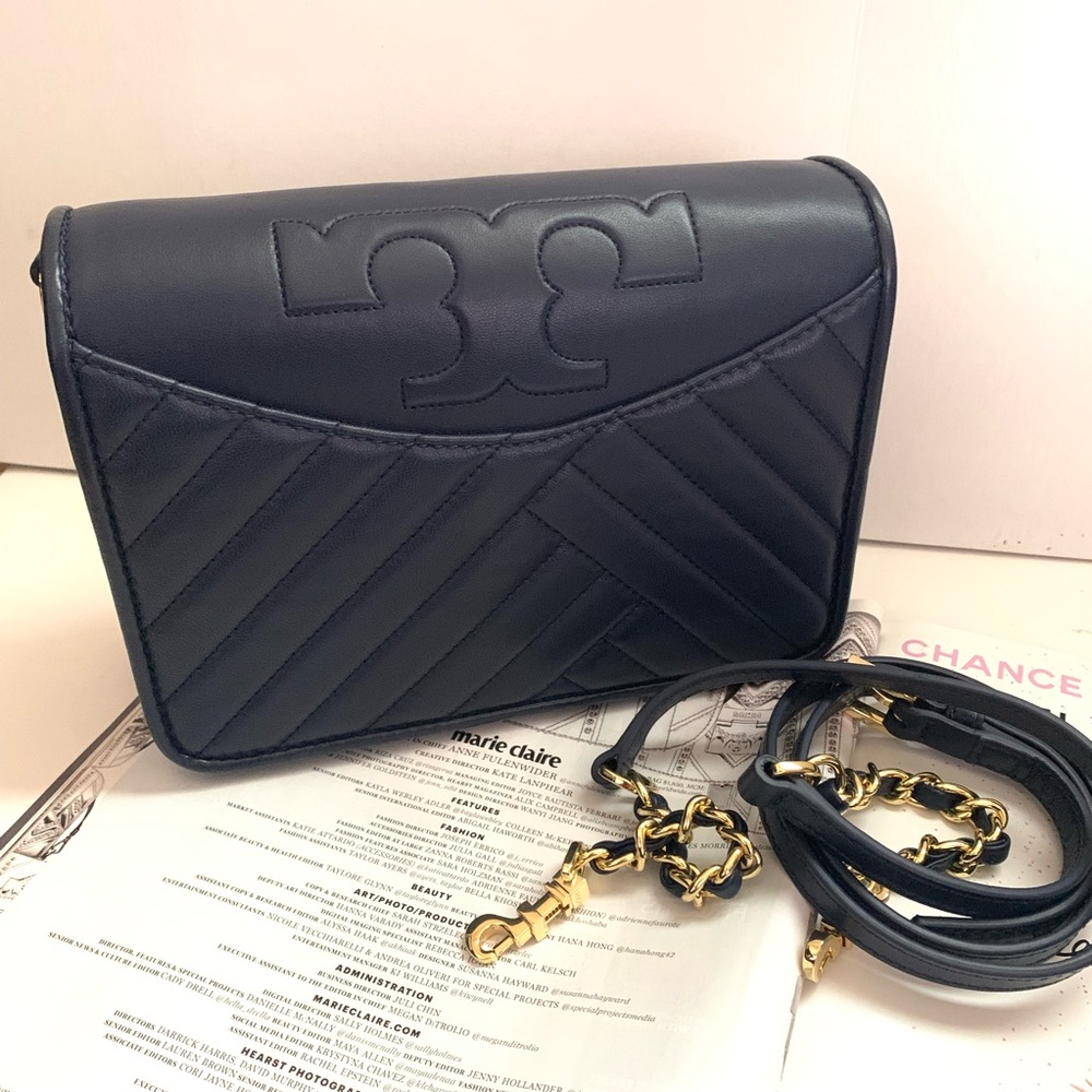 Tory Burch Navy Blue Quilted Crossbody Bag